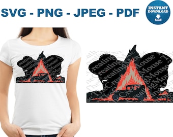 Sinner HHN Halloween Vampire Sinner Design: Retro Horror Flames (Digital Download)