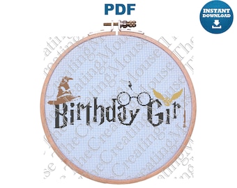 Birthday Girl (Wizards, Witches) – Magic Cross Stitch Pattern (PDF Download)