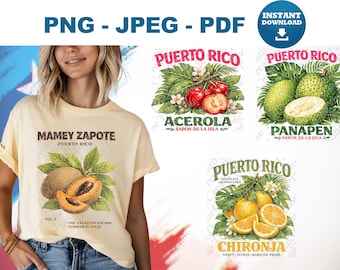 Puerto Rico Tropical Fruits Botanical Illustration Bundle (PNG, JPG, PDF)