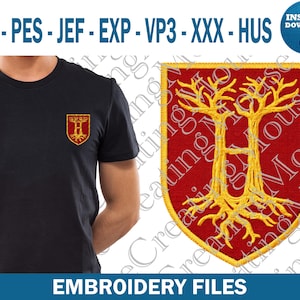 Herb zamku czarodzieja, projekt haftu, herb szkoły magii PES DST JEF VP3 Exp Xxx Hus, natychmiastowe pobranie
