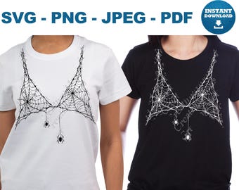 Spiderweb Bralette SVG PNG Gothic Lingerie Halloween Cricut Design Digital Download Bundle