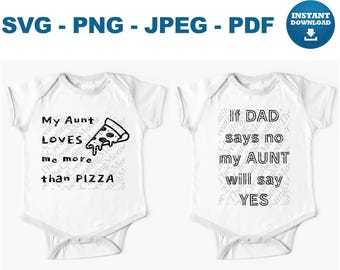 Aunt Loves Pizza SVG PNG Funny Aunt Shirt Cricut Cut File Pizza Lover Gift SVG Bundle