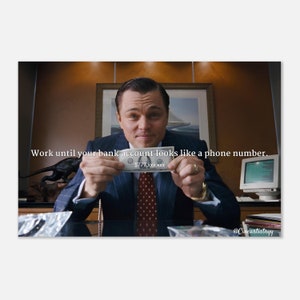 Wolf of Wall Street Poster, Jordan Belfort Motivational Wall Art, Success and Wealth Print Office Decor, Leonardo DiCaprio Entrepreneur Gift