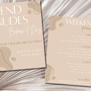 Send Nudes Invitation and Itinerary Template, Bachelorette Itinerary