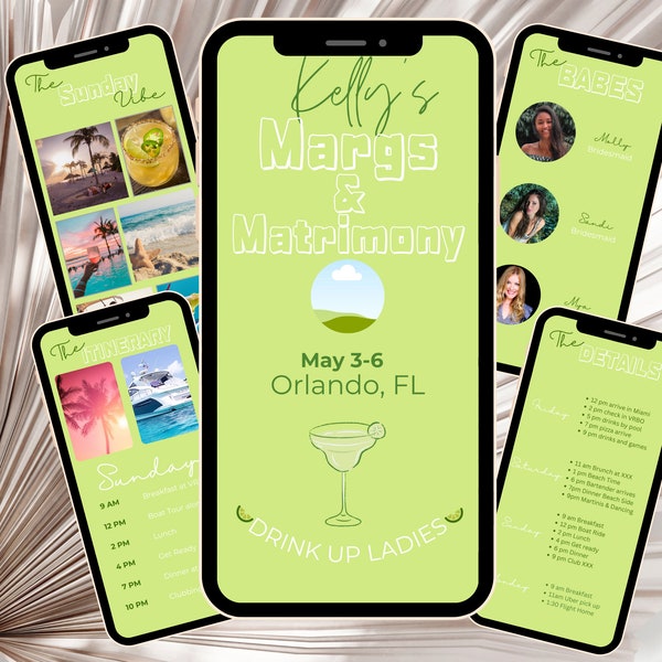 Margs & Matrimony Invitation and Itinerary Template,  Bachelorette Itinerary, digital download, Margs and Matrimony, Bachelorette Invite