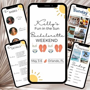 Beach Bachelorette Invitation and Itinerary Template,  Bachelorette Itinerary, Beach Bach digital download, Beach Bachelorette, Miami bach