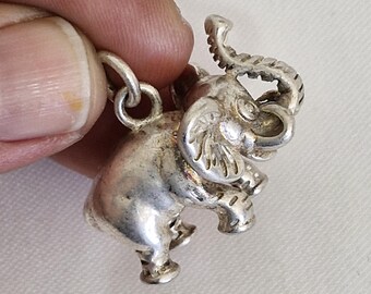 Vintage Silber Elefant Charm | Glücksbringer Anhänger | antiker Boho Schmuck