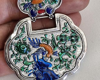 Micro Emaille Vogel Anhänger | Edelstahl Cloisonne Schutzamulett