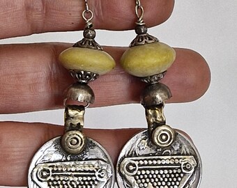 Antique designer earrings with genuine turquoise stones