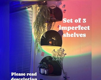 Set of THREE IMPERFECT random vinyl record shelves! Please read the description!