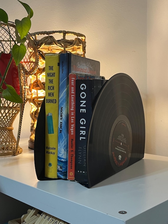 Modern Bookends For Shelves, Retro Vinyl Record Design Bookends