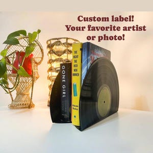 Set of 2 CUSTOM Artist Vinyl Record Bookends, Retro Record Bookends, Vintage Personalized Vinyl Records, Groovy 70s Bookends, Funky Bookends