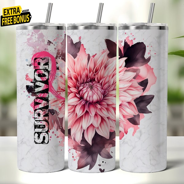 Breast Cancer Survivor Tumbler Sublimation Design, Pink Ribbon Awareness Digital Sublimation Design, Tumbler Sublimation Design