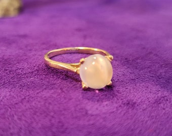 1980s Moonstone Sphere Solitaire Ring
