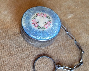 Floral Guilloche Victorian Ladies&#39; Mini-Locket Multi-use Compact Convex Mirror circa 1900