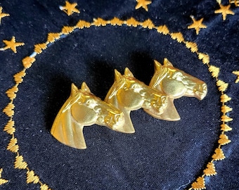 1940s Gold Triple Horse Pin