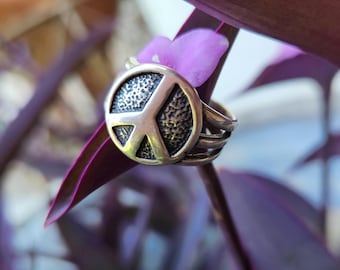 Vintage Peace Unisex Ring z lat 70. XX wieku