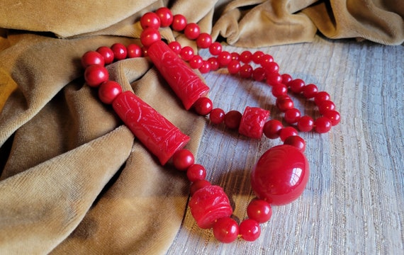 1950s Rare Ruby-Red Bakelite Original Statement N… - image 8