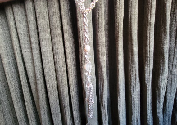 Mid-century Double Tassel Silver Necklace circa 1… - image 6