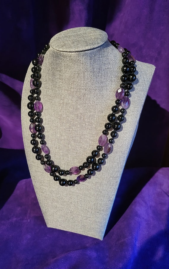 1980s Eternity Amethyst-Onyx Necklace