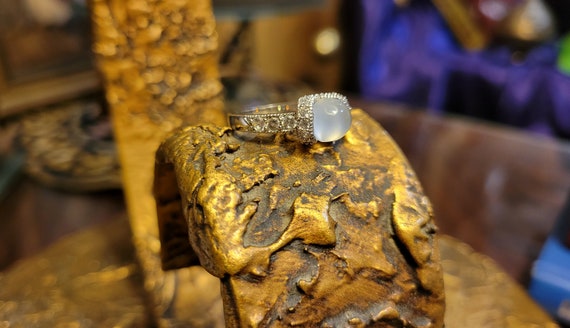 1980s Art Deco Style Moonstone Ring - image 5