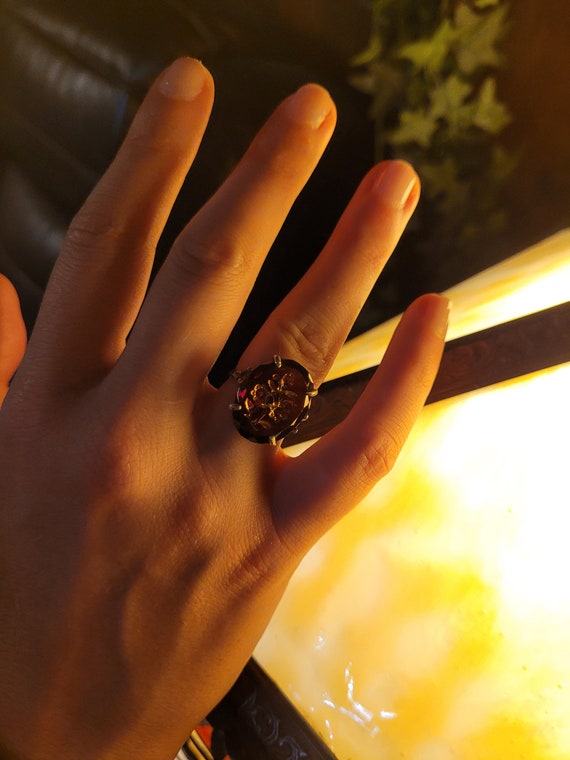 Sterling Vintage Ruby Solitaire Statement Ring. - image 4