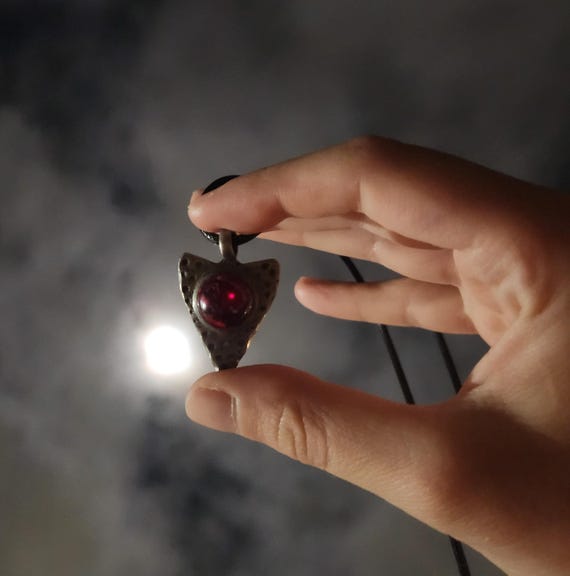 Red Ruby Sphere Arrow Pendant - image 1