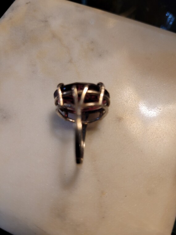 Sterling Vintage Ruby Solitaire Statement Ring. - image 6