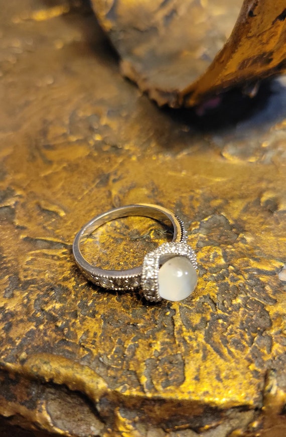 1980s Art Deco Style Moonstone Ring - image 2