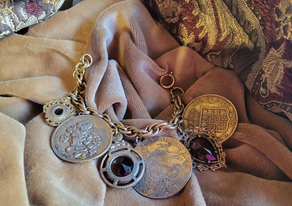 1950s Roman/Spanish/Greek Coin Charm Bracelet - image 2