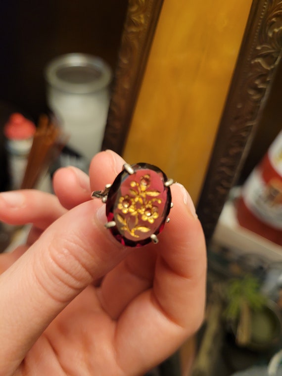 Sterling Vintage Ruby Solitaire Statement Ring. - image 3