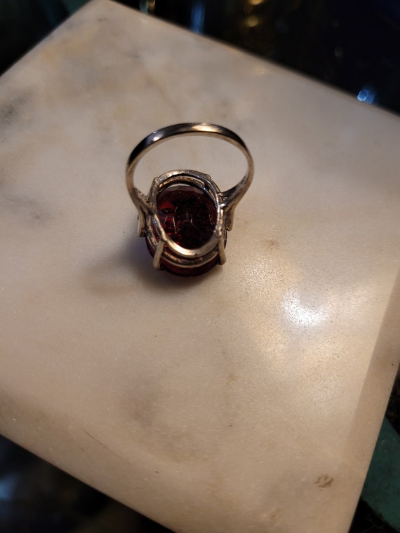 Sterling Vintage Ruby Solitaire Statement Ring. - image 5