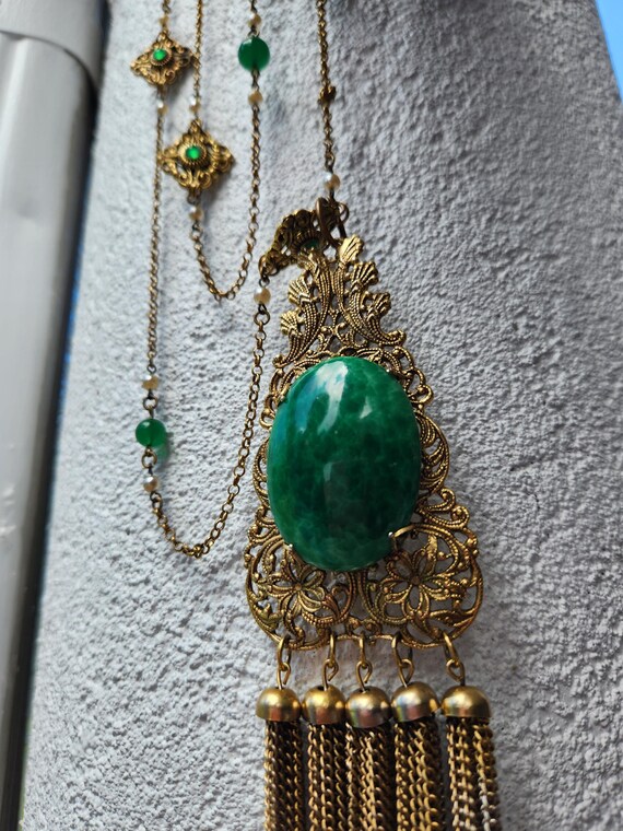 Victorian-Style Statement Orientalist Tassel Neck… - image 1