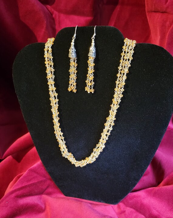 1980s Citrine Orientalist Necklace & Earrings Set - image 4