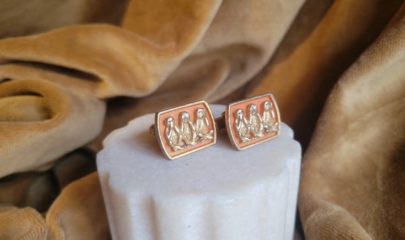 Speak No Evil, Hear No Evil, See No Evil Monkey Cufflinks circa 1950s