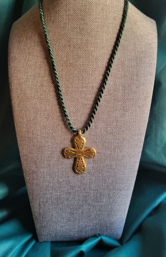 Gold Antique Roman Byzantine Style Cross Necklace… - image 4