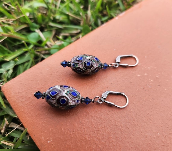 Middle Eastern Ancient Style Enameled Earrings ci… - image 5