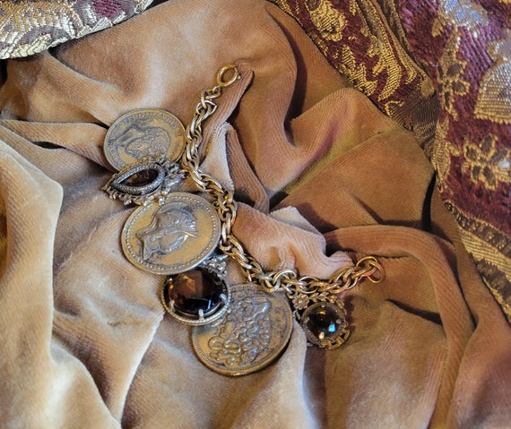 1950s Roman/Spanish/Greek Coin Charm Bracelet - image 4