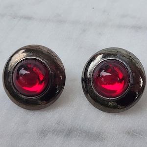 1980s Mystical Sphere Ruby Red Earrings