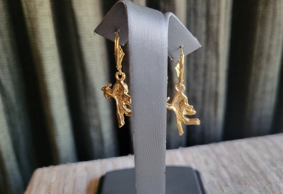 1980s Gold Angel Cupid Earrings - image 4