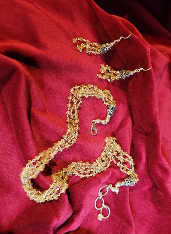 1980s Citrine Orientalist Necklace & Earrings Set - image 5