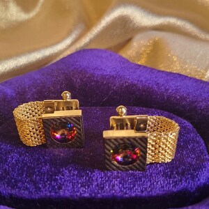 1970s Gold Disco Kaleidoscope-cut Mystic Crystal Cufflinks