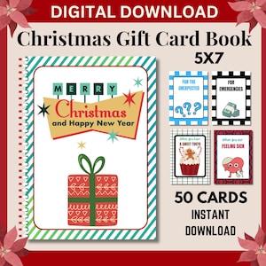 Libro de tarjetas de regalo de Navidad, Regalo de Navidad imprimible para niños, Libro de tarjetas de regalo de Navidad, Regalos de Navidad para adolescentes, Regalo de Navidad para adolescentes