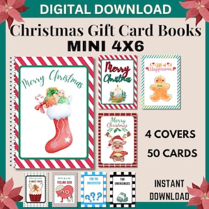 Carnet de cartes-cadeaux de Noël, Mini carnet de cartes-cadeaux, Cadeau de Noël à imprimer pour enfants, Cadeaux de Noël pour adolescents, Porte-cartes de Noël
