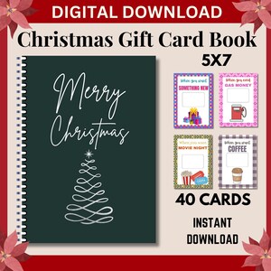 Kerstcadeaukaartboek, afdrukbaar kerstcadeau voor kinderen, kerstcadeaukaartboek, kerstcadeaus voor tieners, tienerkerstcadeau
