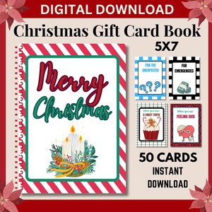 Kerstcadeaukaartboek, afdrukbaar kerstcadeau voor kinderen, kerstcadeaukaartboek, kerstcadeaus voor tiener, tienerkerstcadeau