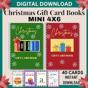Carnet de cartes-cadeaux de Noël, Mini carnet de cartes-cadeaux, Cadeau de Noël à imprimer pour enfants, Cadeaux de Noël pour adolescents, Porte-cartes de Noël
