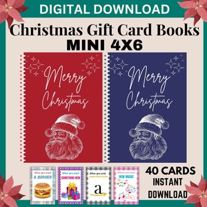 Carnet de cartes-cadeaux de Noël, Mini carnet de cartes-cadeaux, Cadeau de Noël à imprimer pour enfants, Cadeaux de Noël pour adolescents, Porte-cartes de Noël