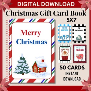 Libro de tarjetas de regalo de Navidad, Regalo de Navidad imprimible para niños, Libro de tarjetas de regalo de Navidad, Regalos de Navidad para adolescentes, Regalo de Navidad para adolescentes