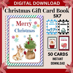 Kerstcadeaukaartboek, afdrukbaar kerstcadeau voor kinderen, kerstcadeaukaartboek, kerstcadeaus voor tieners, tienerkerstcadeau